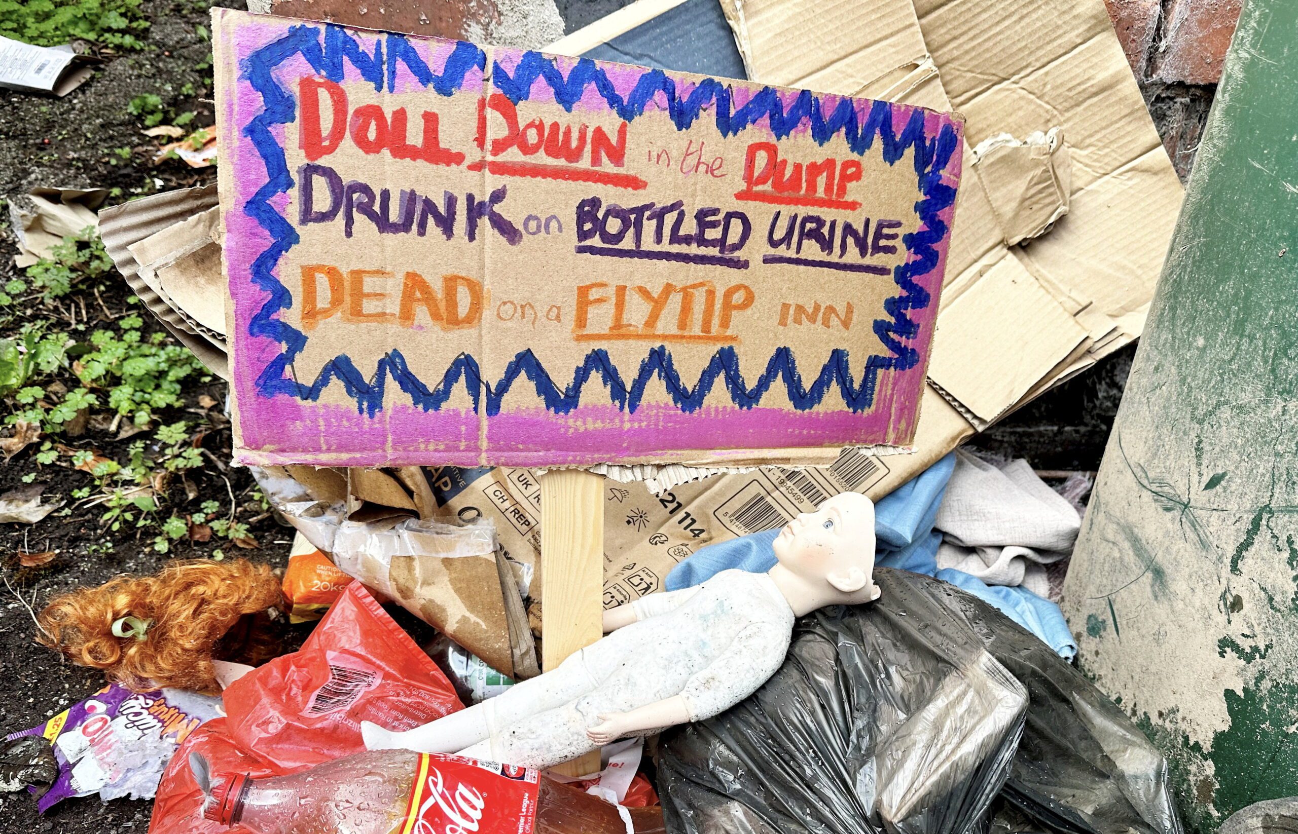Woman turns fly-tipping near her home into 'art' to get it cleared