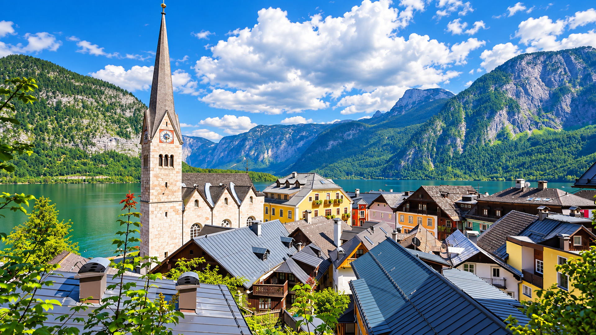 Hallstatt Austria historic village on Hallstätter See (4K)