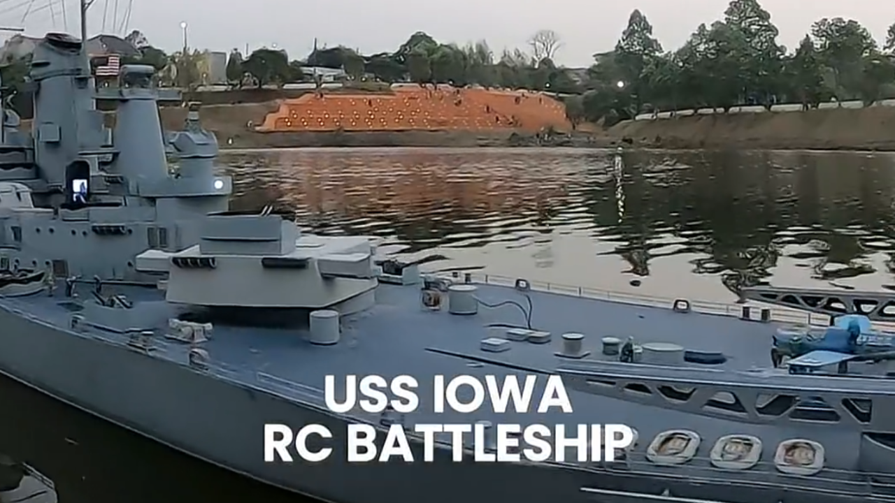 USS Iowa model ship in motion