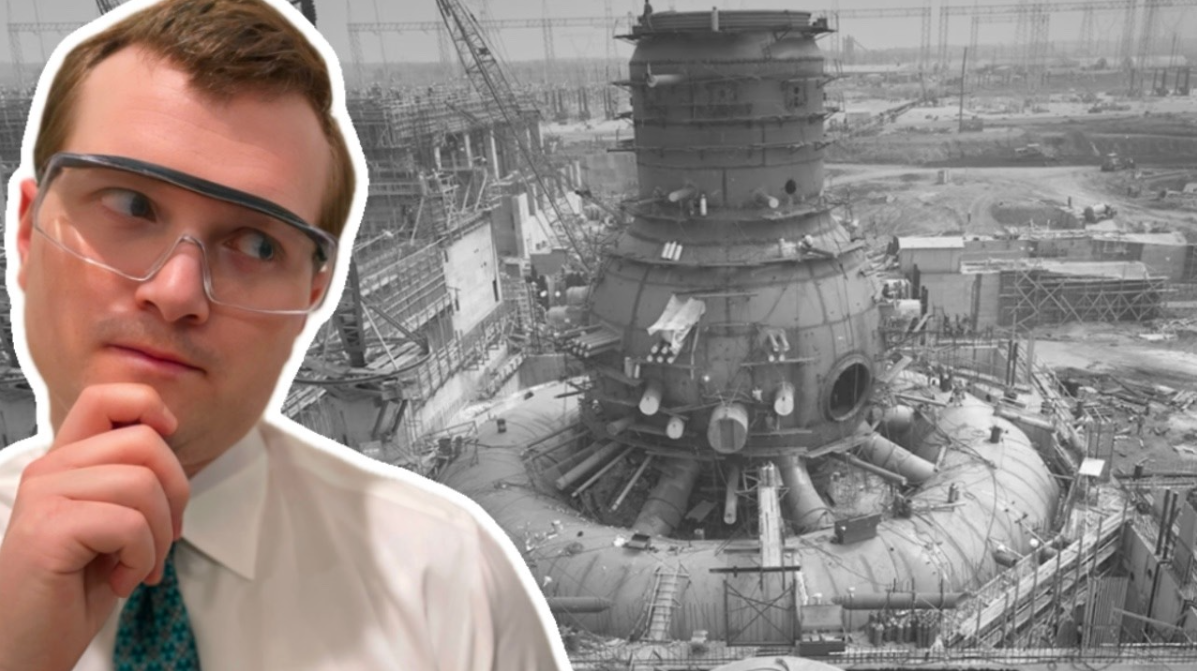 Inside a nuclear reactor containment building a nuclear engineer reacts ...