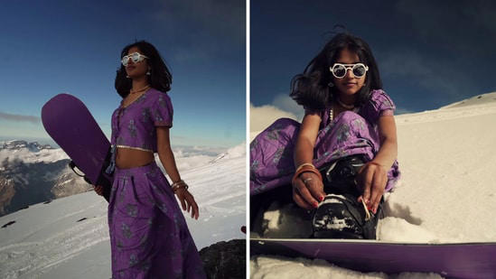Indian woman wears lehenga to go snowboarding in Switzerland: 'Almost ...