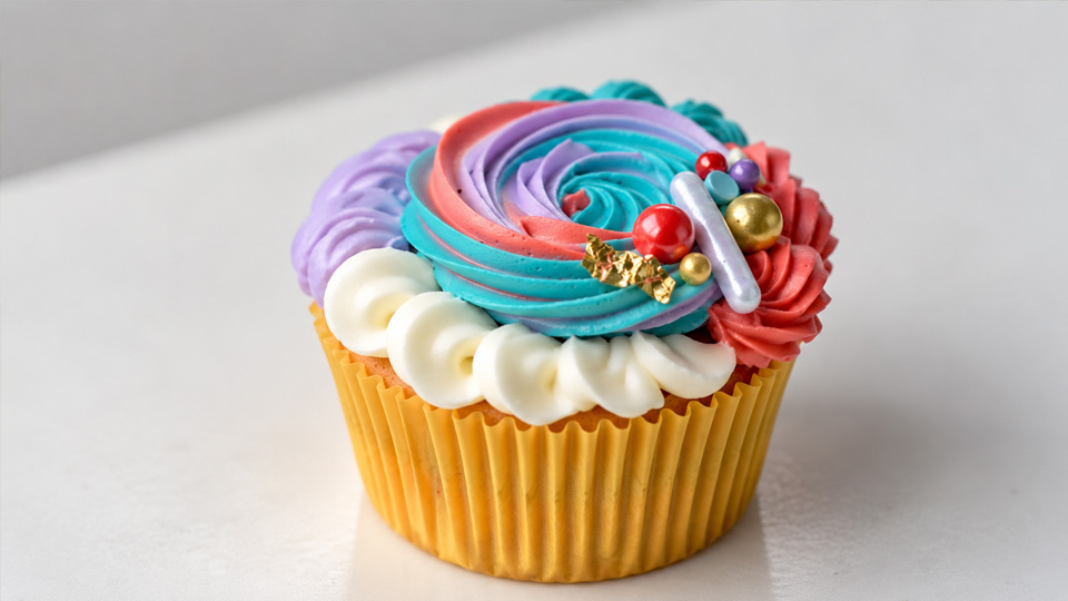 Rainbow inspired buttercream cupcake decorating tutorial
