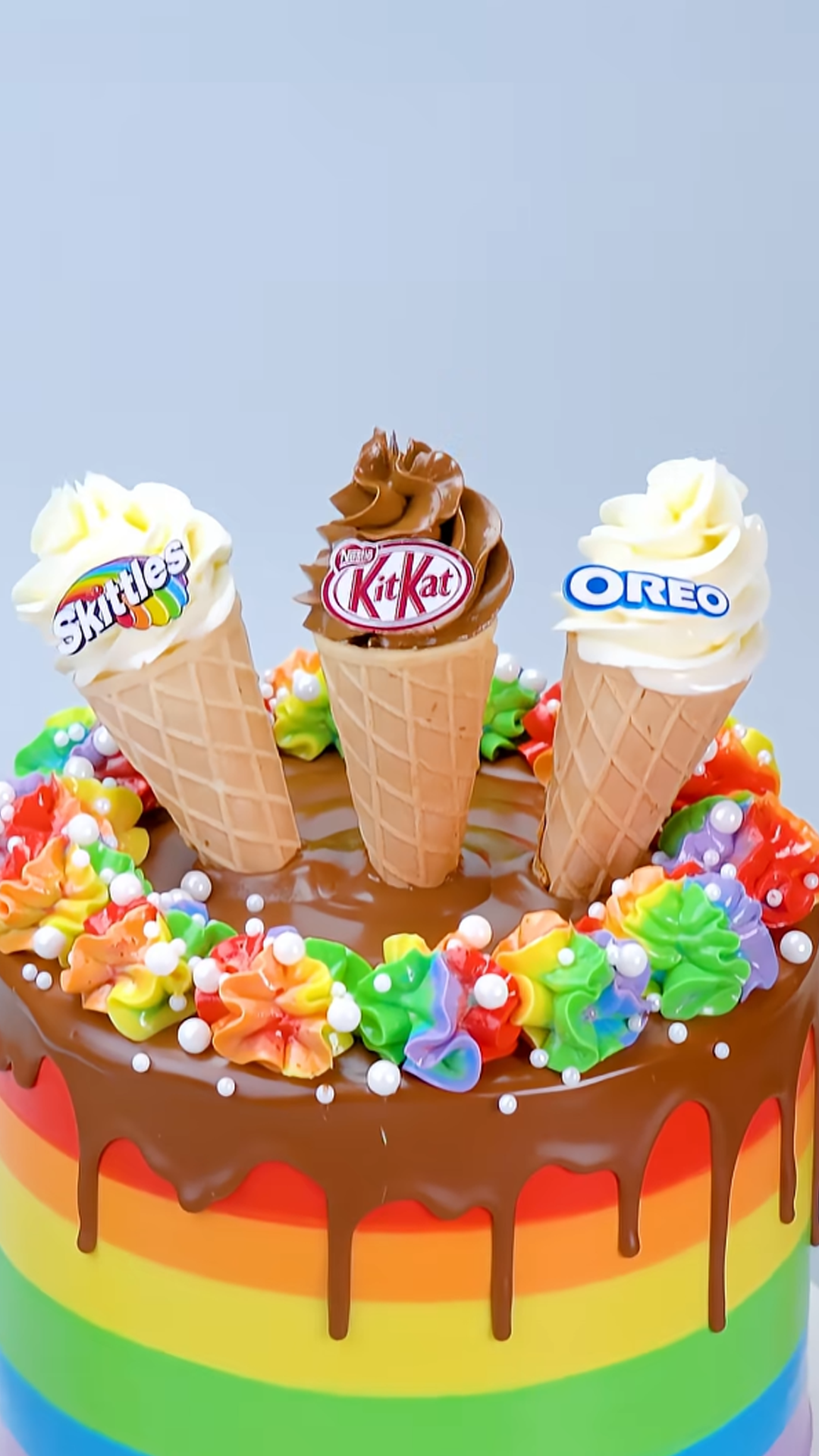 Creative rainbow cake decorating idea for dessert lovers