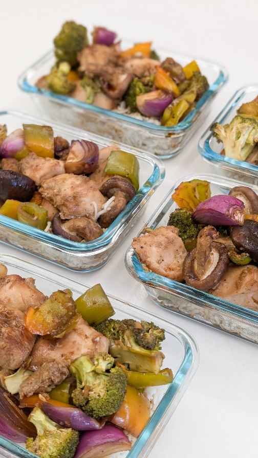 Easy Asian chicken sheet pan meal prep