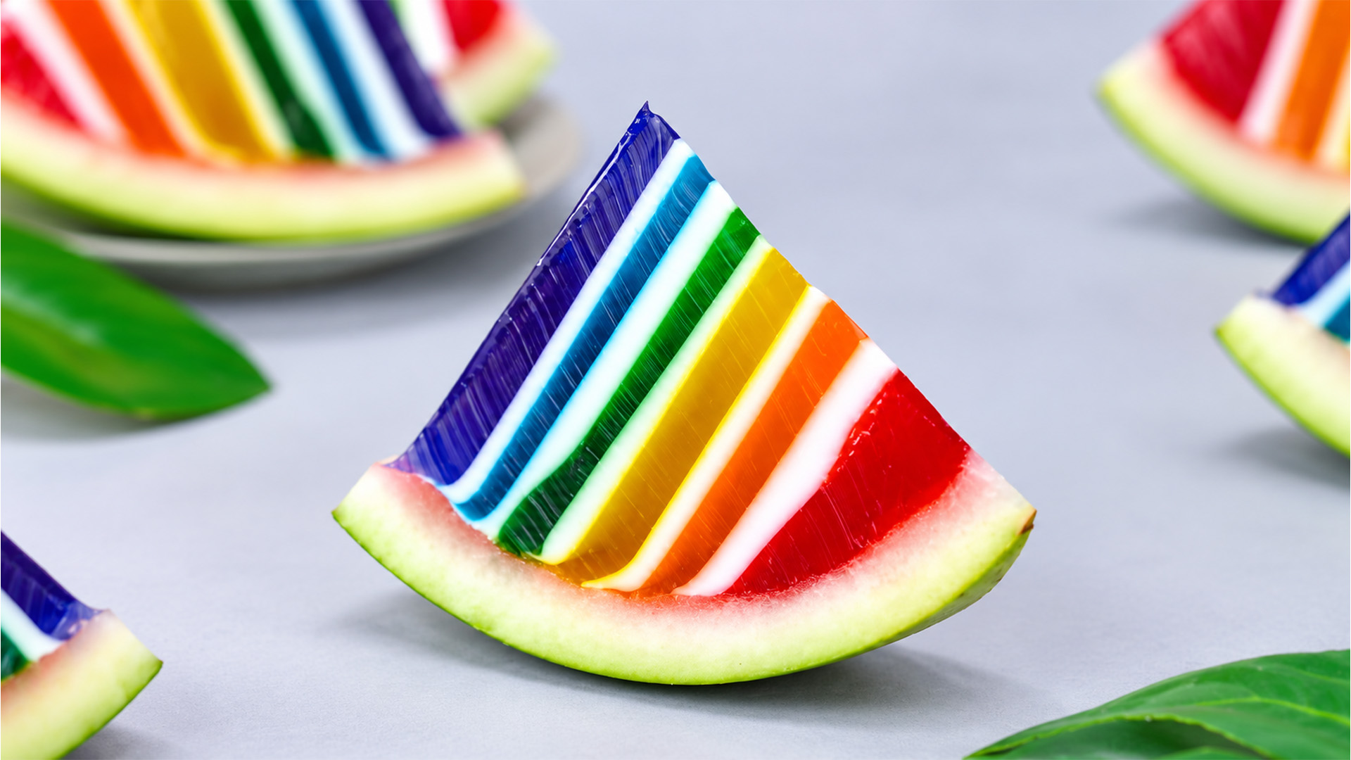 Rainbow jelly watermelon shell with colorful layers