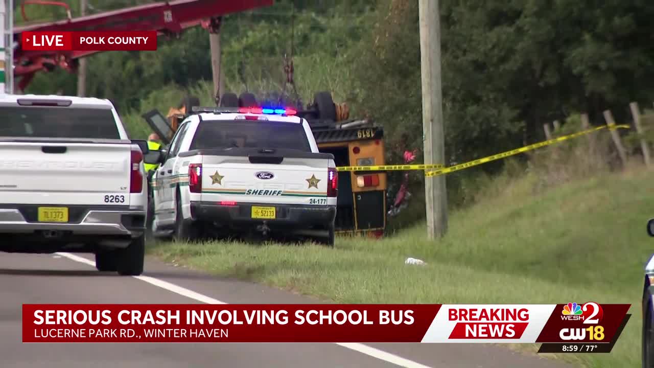Major crash involving school bus shuts down road in Central Florida