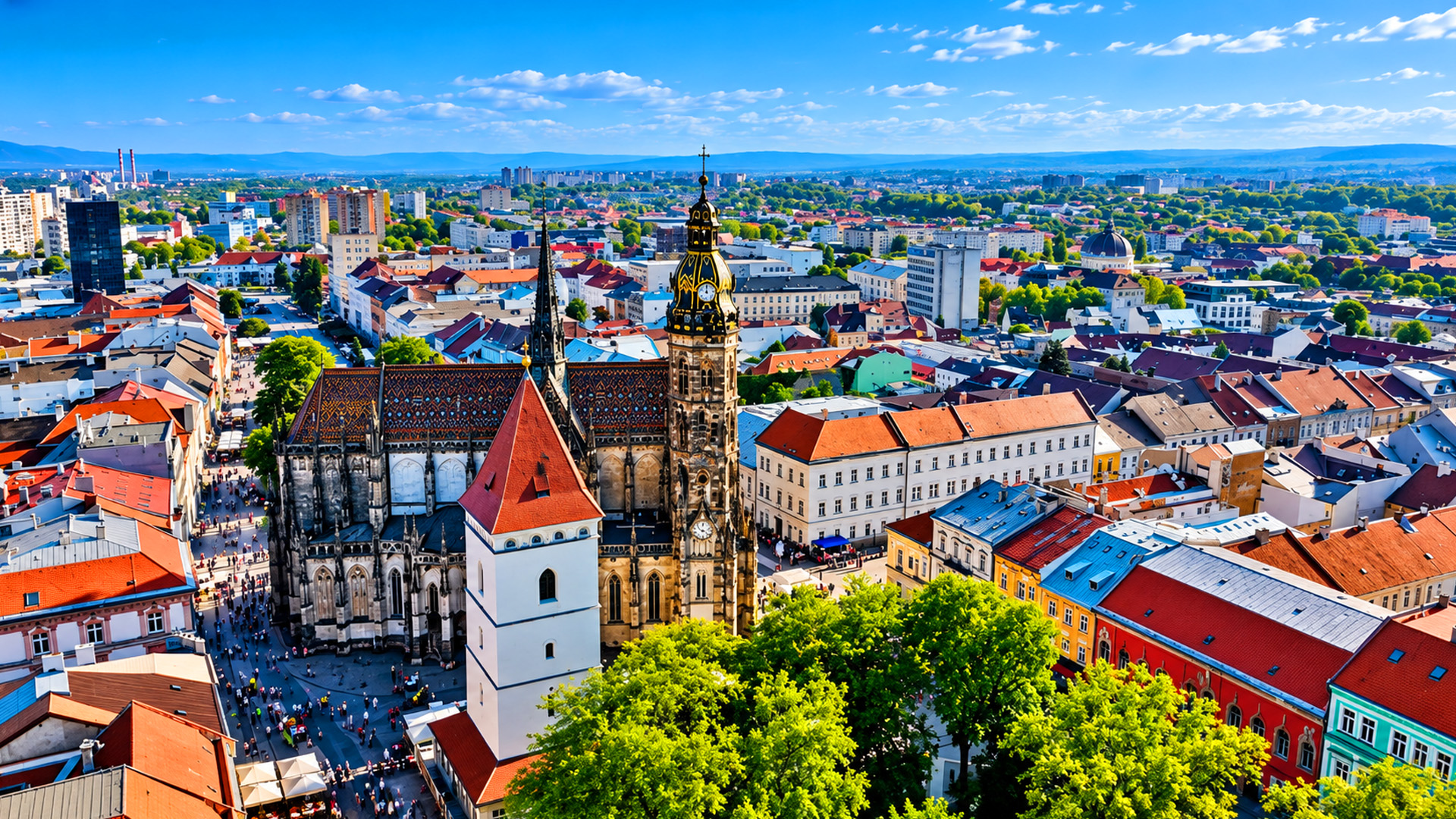 Košice’s medieval city centre seen from above