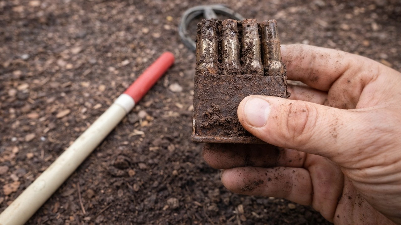 He searched the grounds of a 1700s home. Then a WW2 rifle clip turned up.
