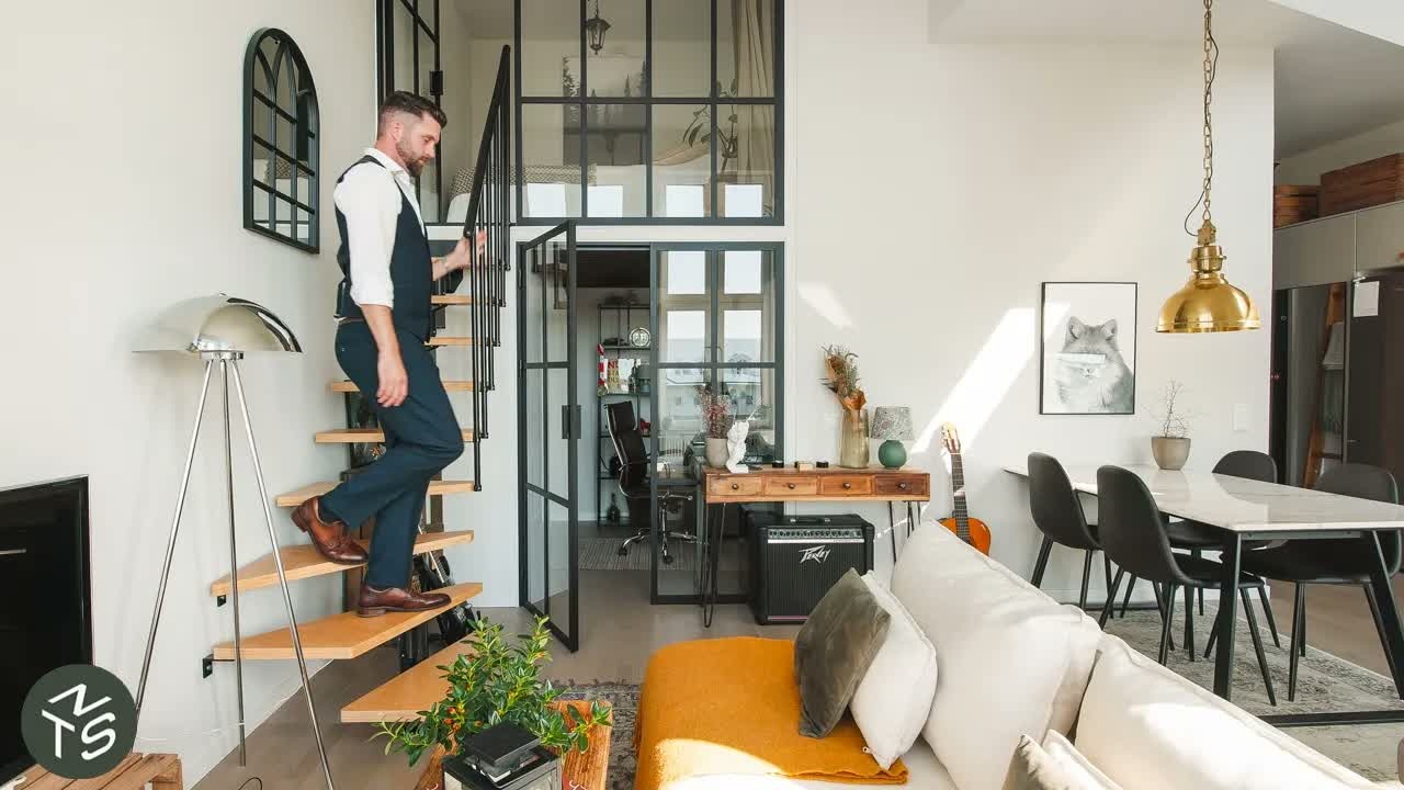 He had just 441 square feet - so he built a bedroom above his living room