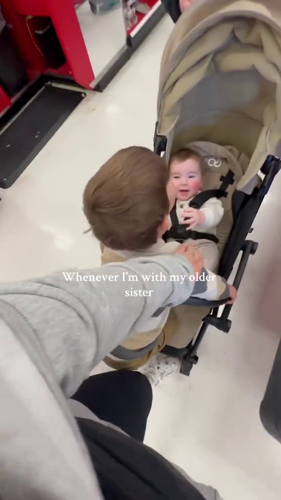 Big brother turns Target checkout into baby stroller chaos