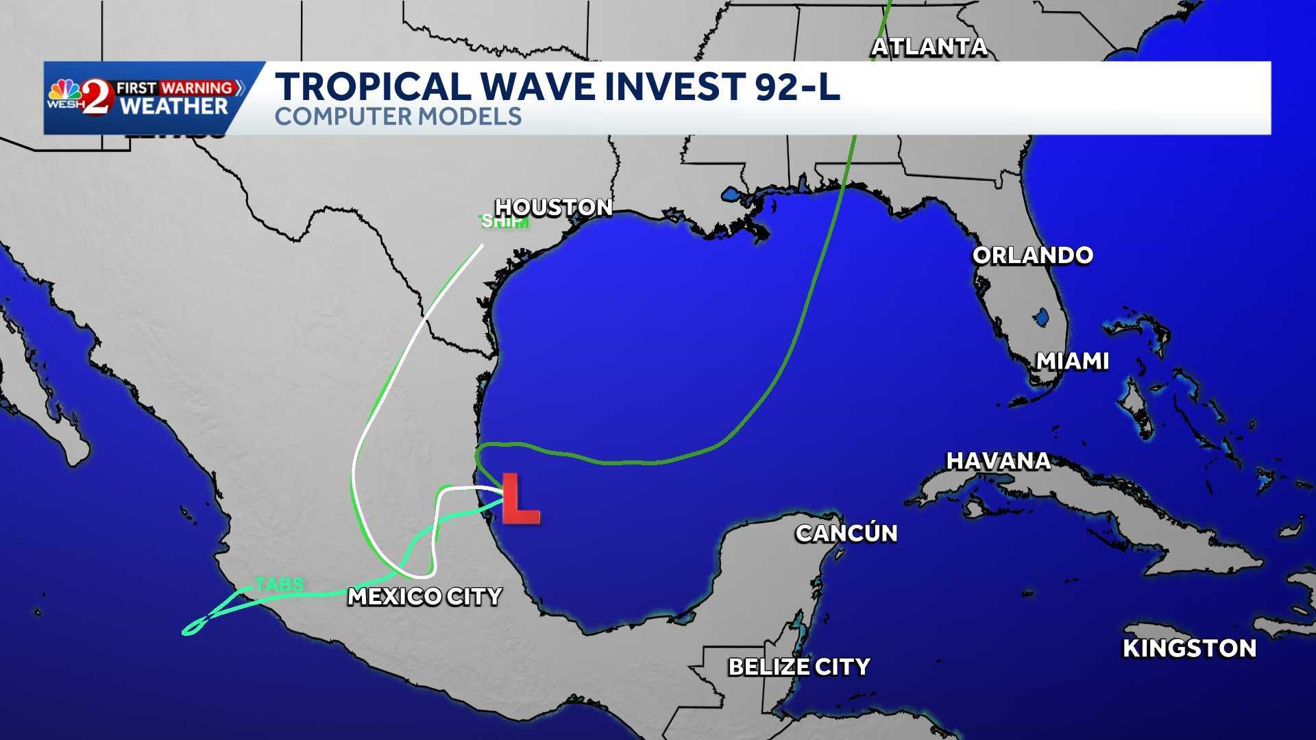 Invest 92-L: Maps, spaghetti models