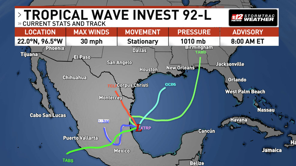 Invest 92-L has been outlined in the southwestern Gulf