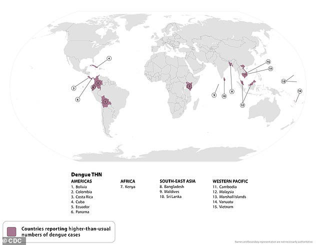 Map shows states where dengue fever cases are rising as CDC issues ...