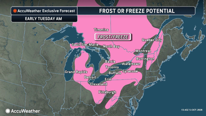 Cooldown brings frost and freeze risk to the Northeast