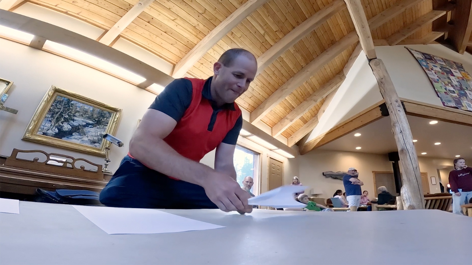 Fastest time to fold and throw three paper aircraft - 17.69 seconds by ...