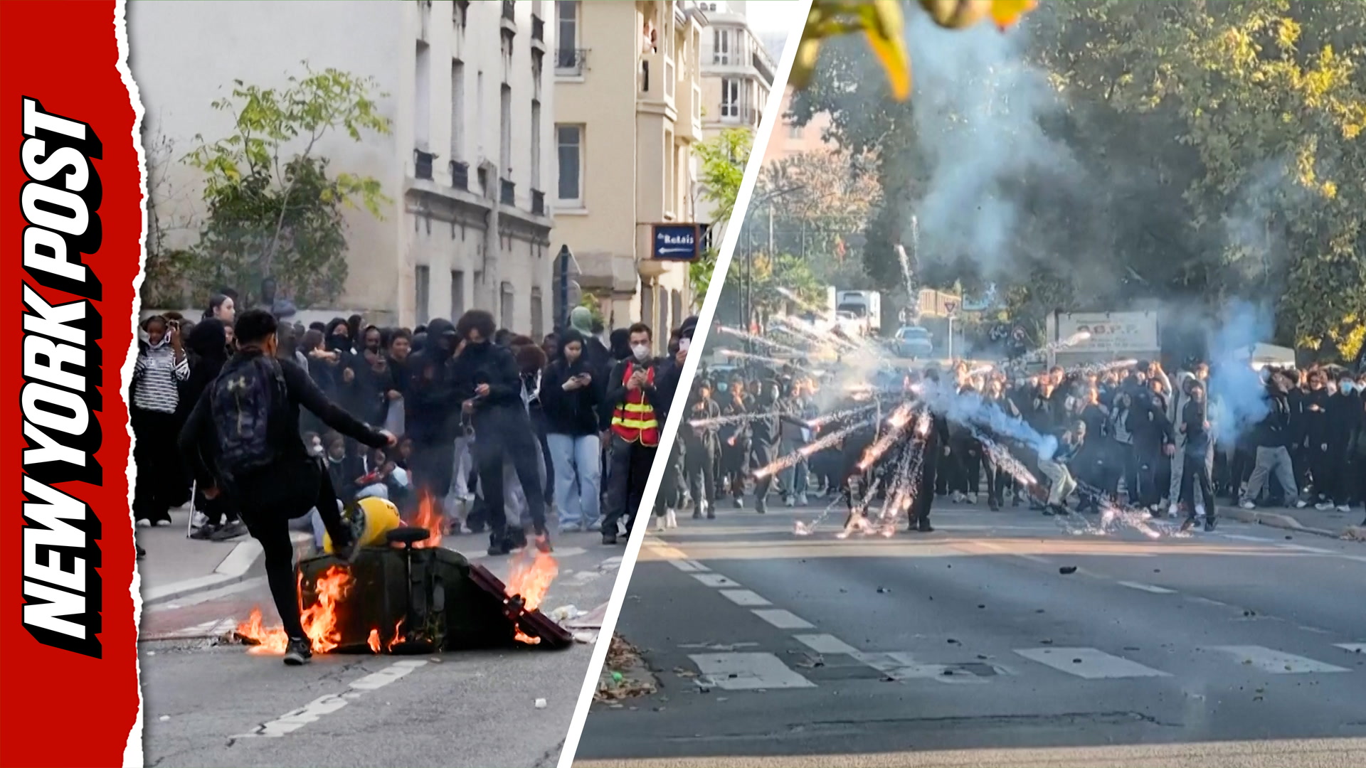 Chaos continues as French students ignite fireworks and smoke bombs in ...