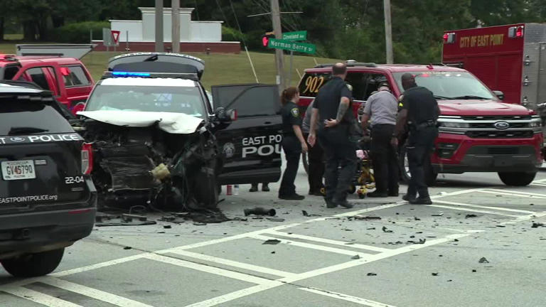 Three rushed to hospital following high-speed East Point police crash