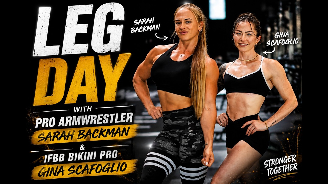 Armwrestler training legs with an IFBB pro