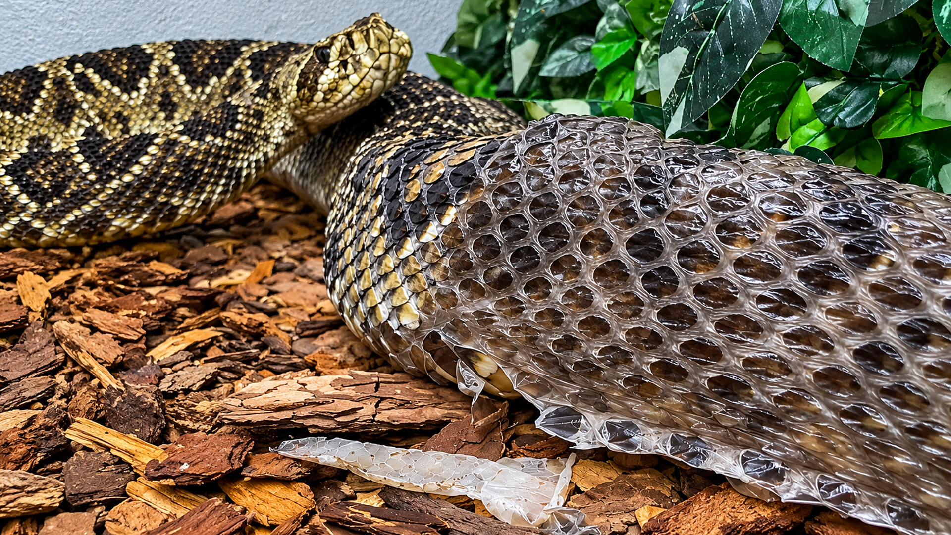 This massive venomous snake shed its entire skin