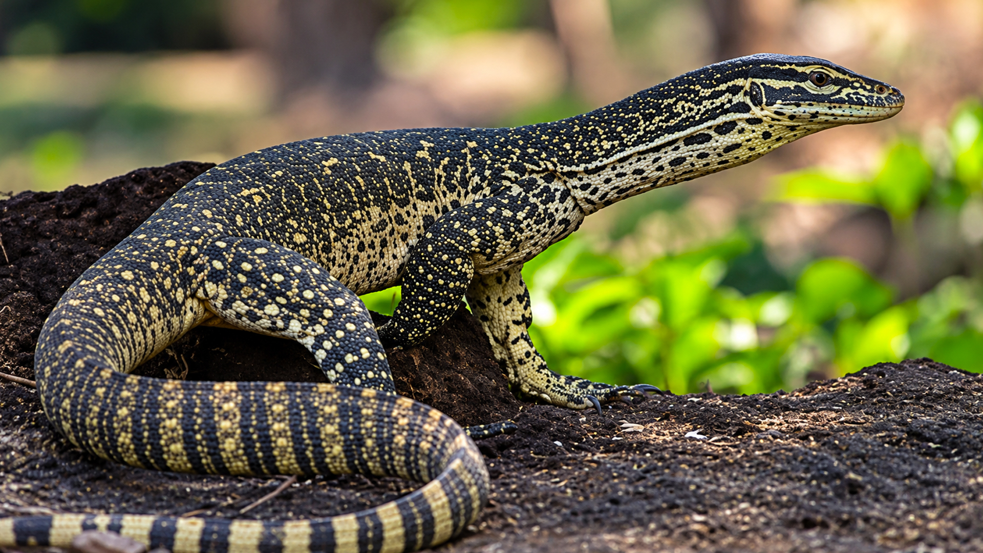 This monitor lizard can't stop chasing his next meal
