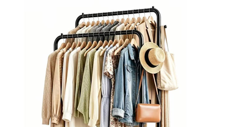 Walmart’s 'sturdy' double-rod clothes rack holds up to 55 garments, and ...