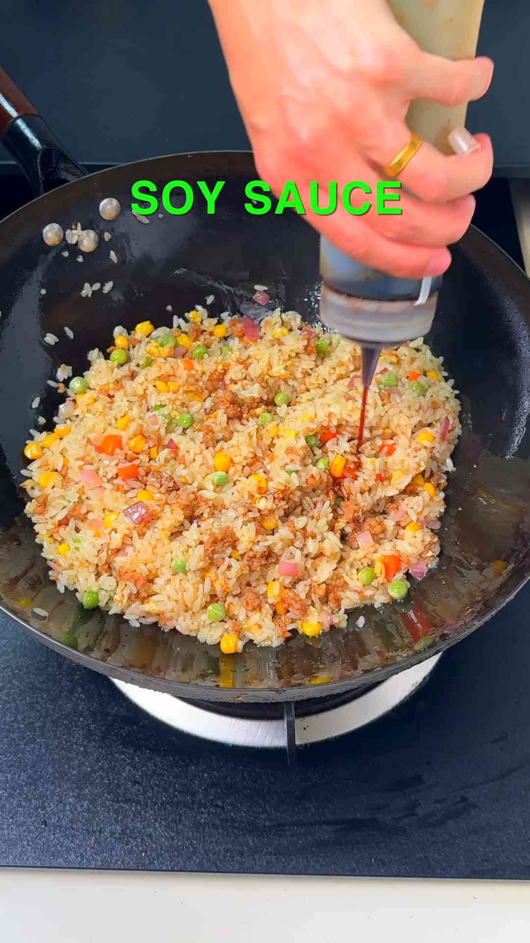 Burger patty fried rice with a creative twist