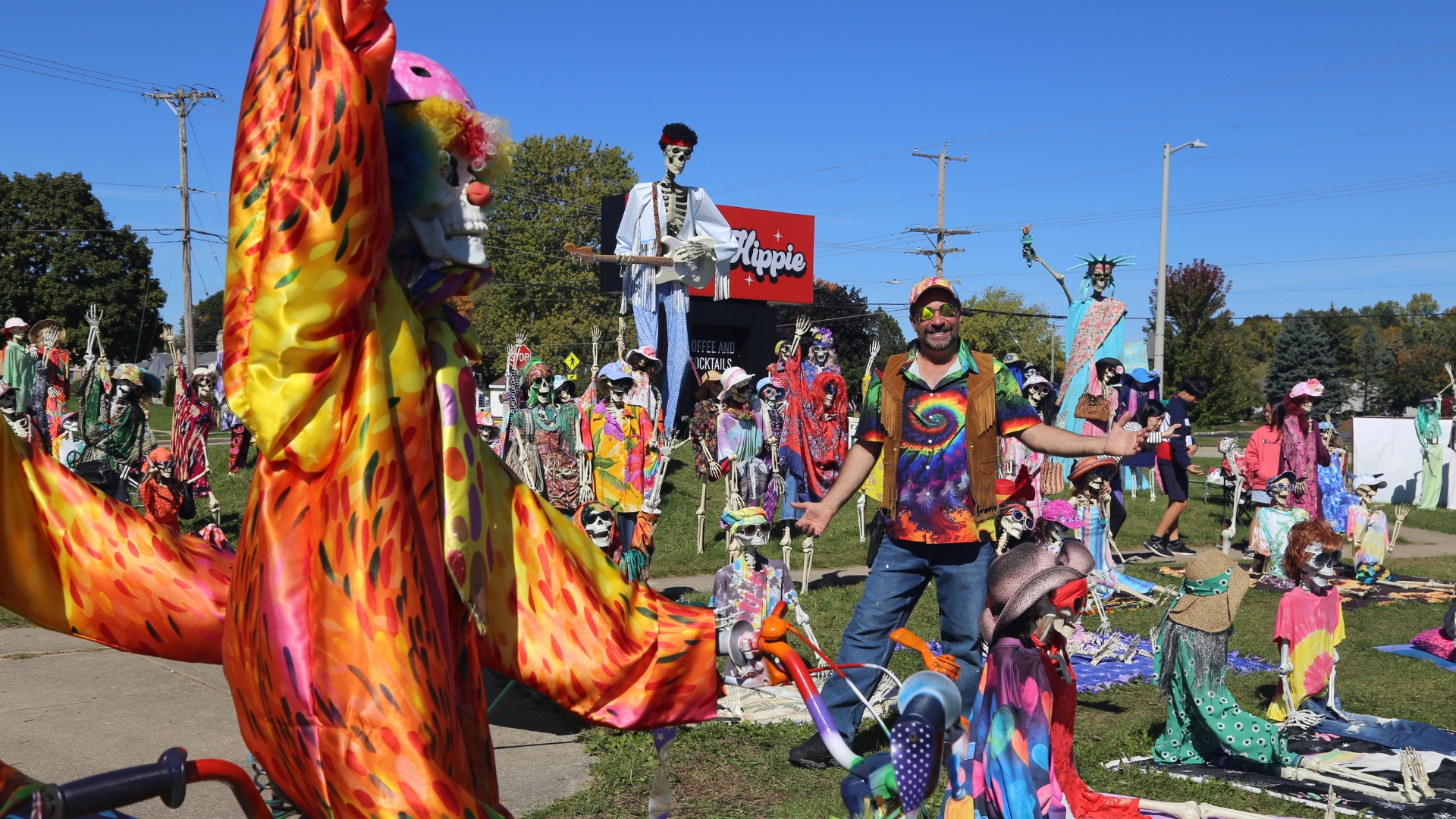 Holy Hill Skeletons goes with hippie-themed 'Bonestock' display