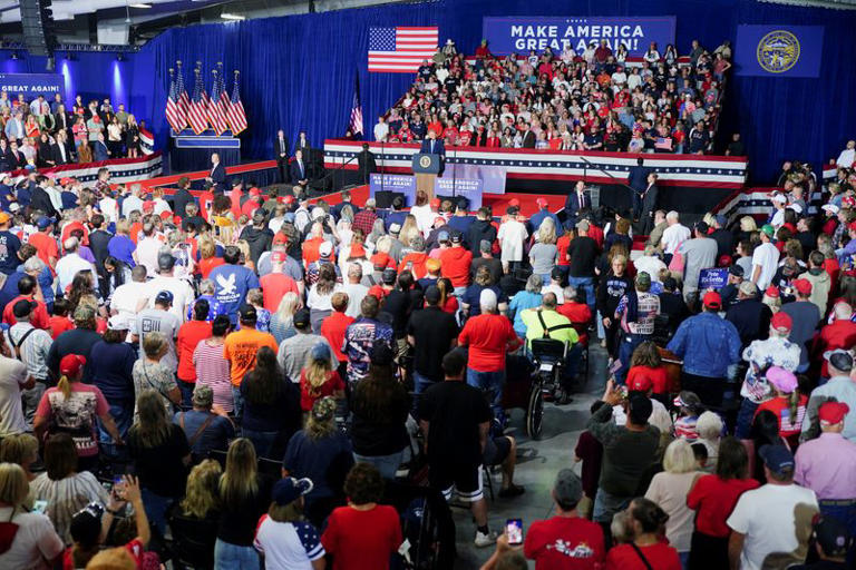 Trump holds Nebraska rally in bid to keep deep-red state in Republican ...