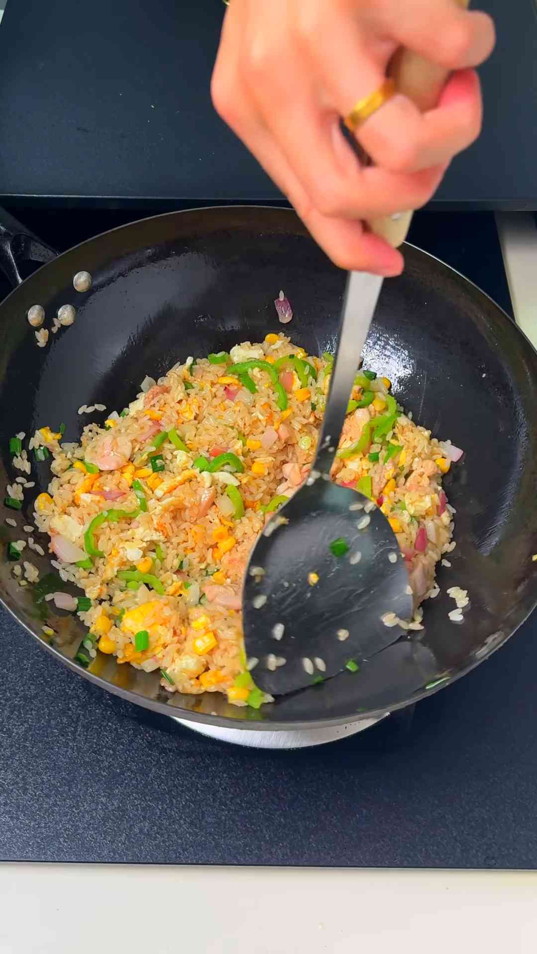 Double egg chicken fried rice with bold flavor