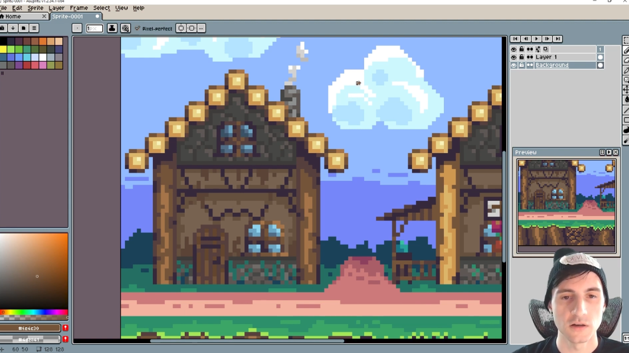 Improving grass and houses in pixel art