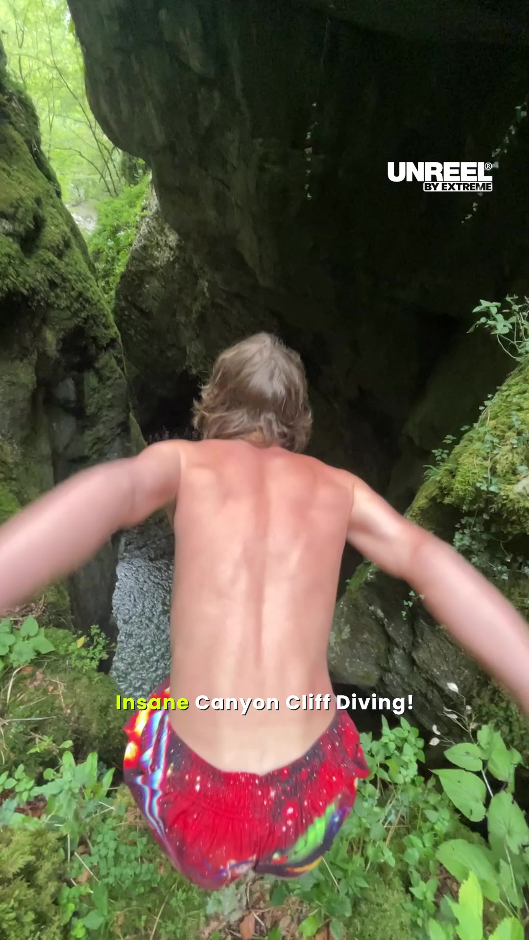 Epic canyon cliff jump: extreme front flip & water acrobatics in nature ...