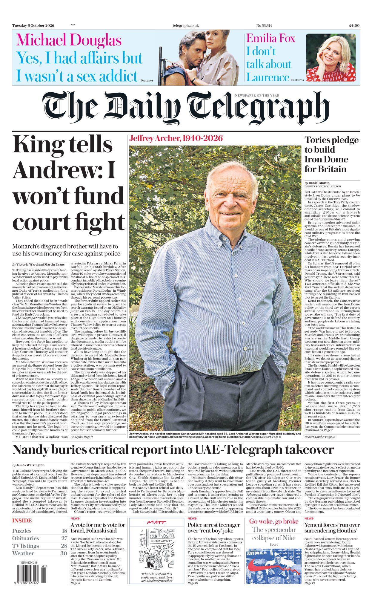 Badenoch's 'Britannia Dome' and 'King tells Andrew I won't fund court ...