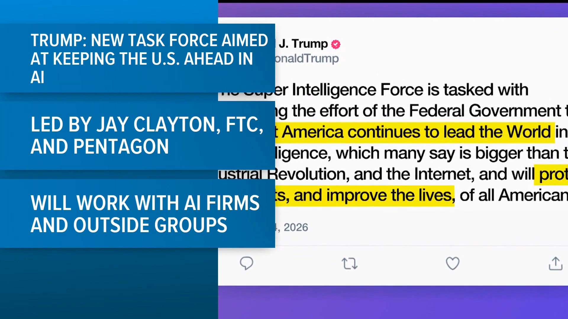 Trump administration moves ahead with AI 'super intelligence force'