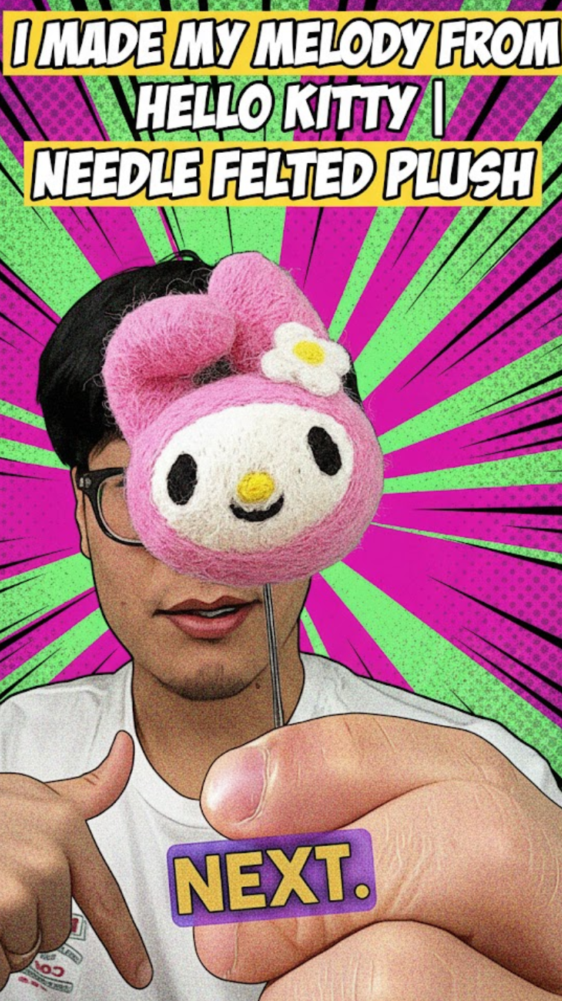 I needle felted My Melody into an adorable handmade plush