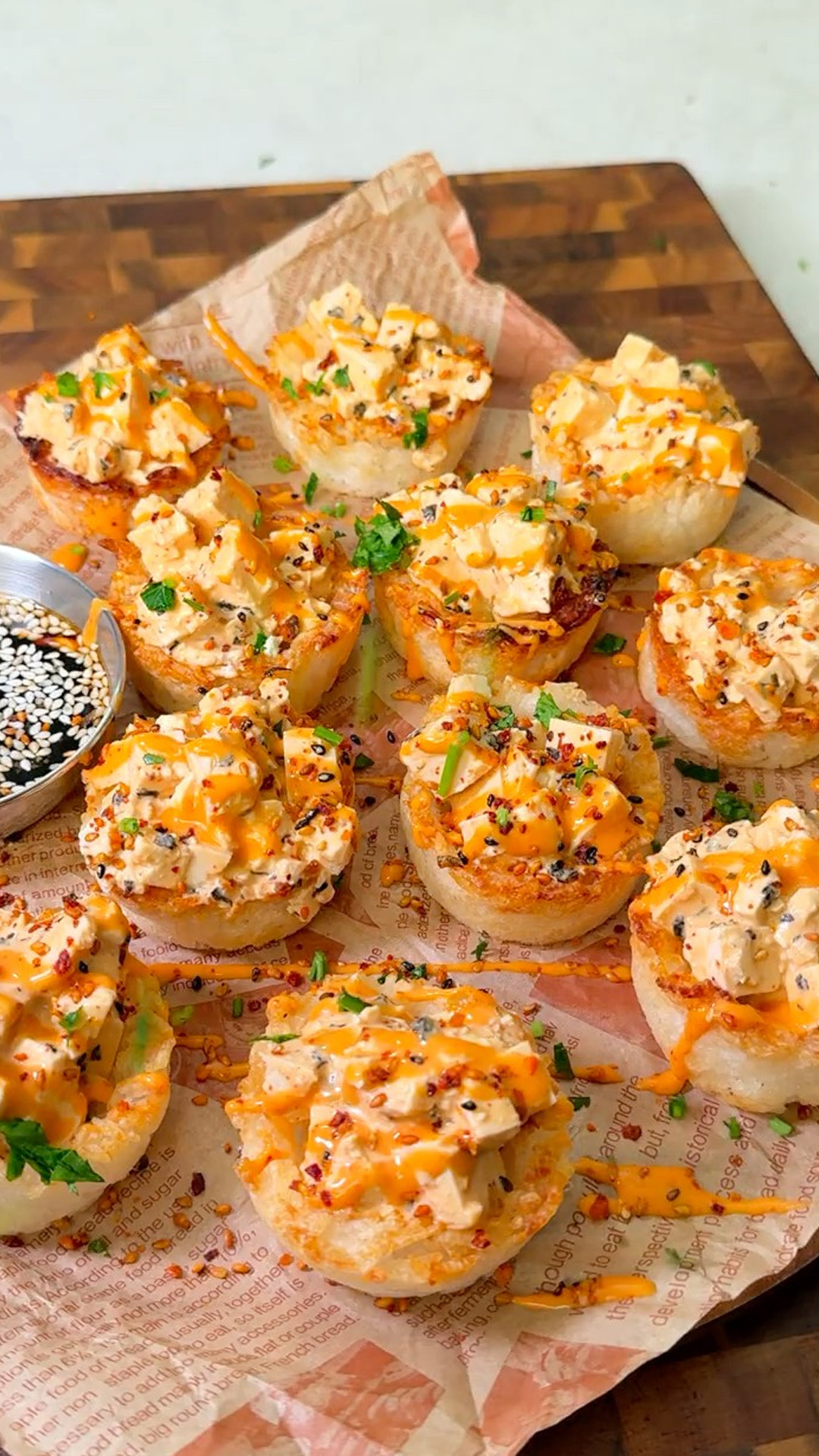 Step by step guide to crispy rice sushi cups
