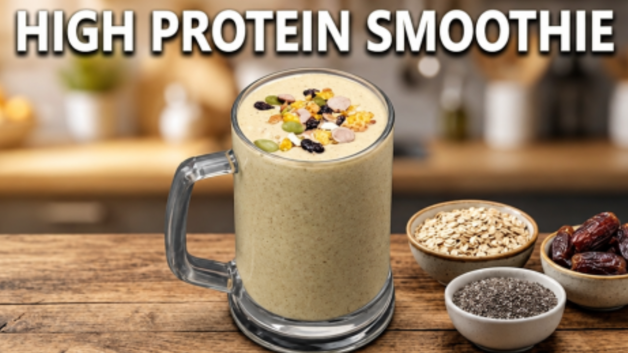 Easy high protein oats smoothie for breakfast