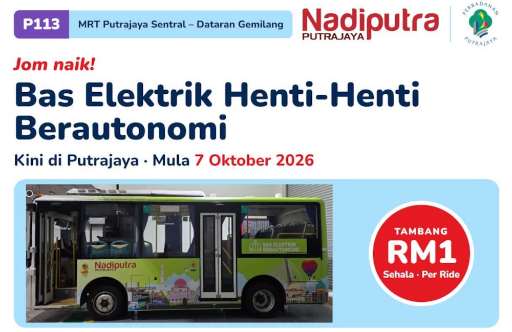 Putrajaya autonomous EV bus service starts this week: Six stops, RM1 ...