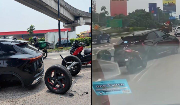 A Chery SUV lost both rear wheels on a Johor road, the driver said ...