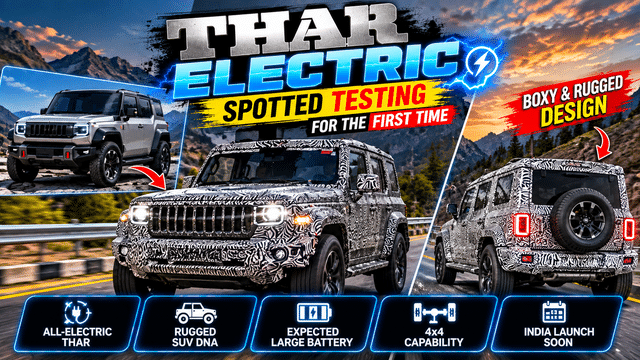 Mahindra Thar electric spotted testing for the first time: Check design ...