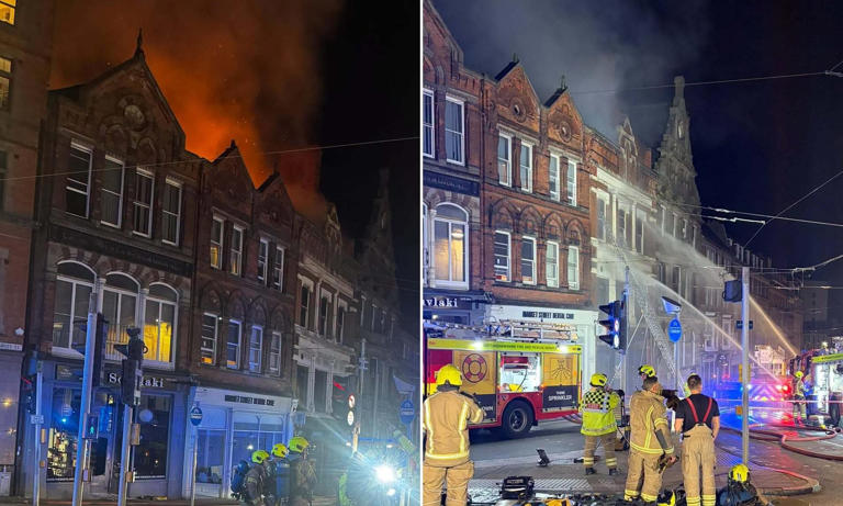 Fire rips through building in Nottingham city centre: Two boys arrested ...
