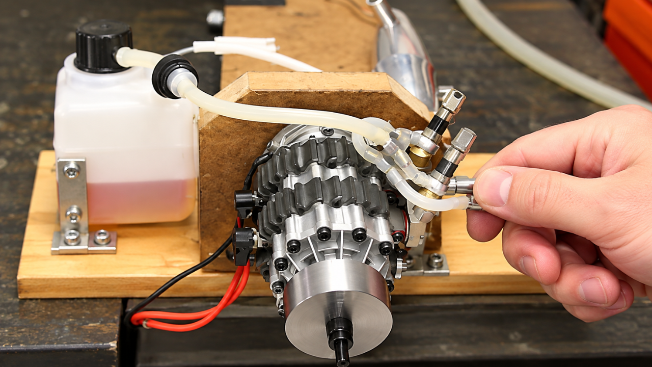 First start of a 10cc twin rotary model engine