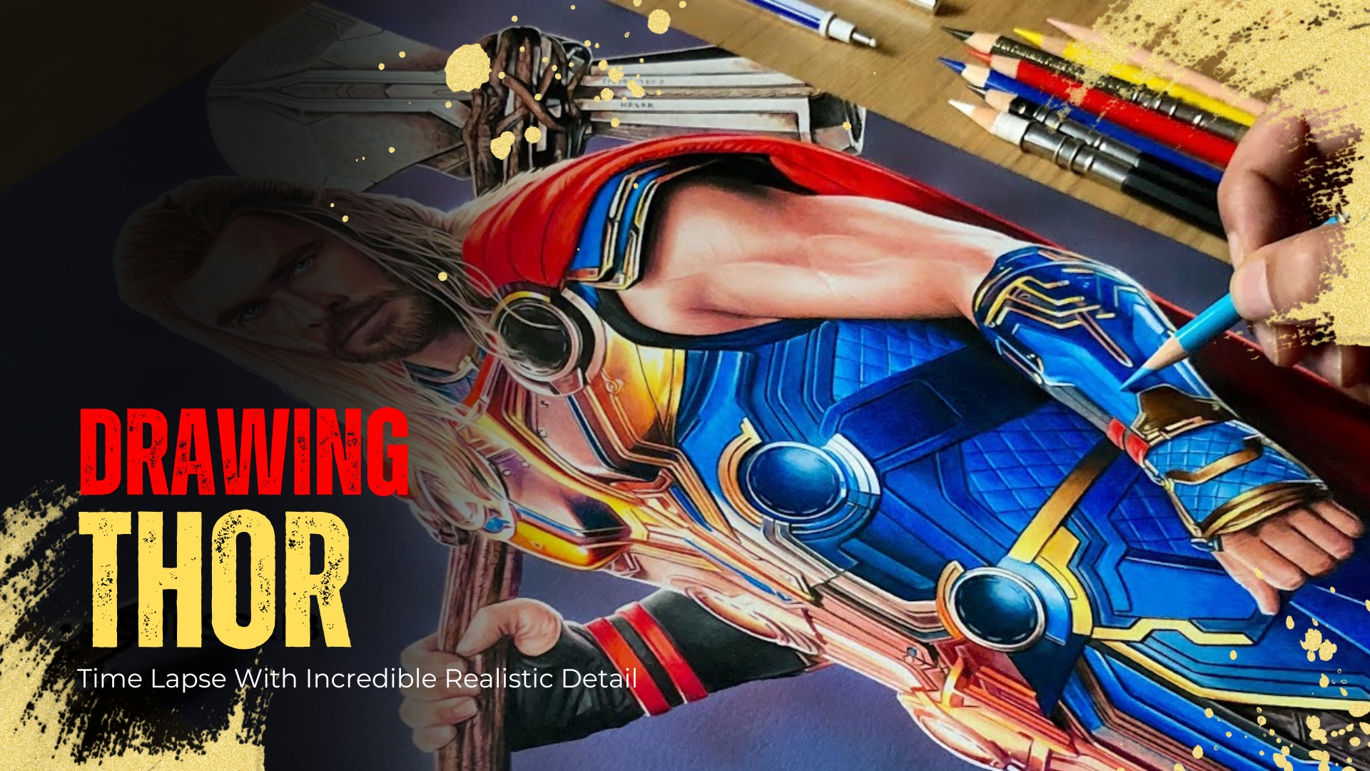 Thor drawing time lapse with incredible realistic detail