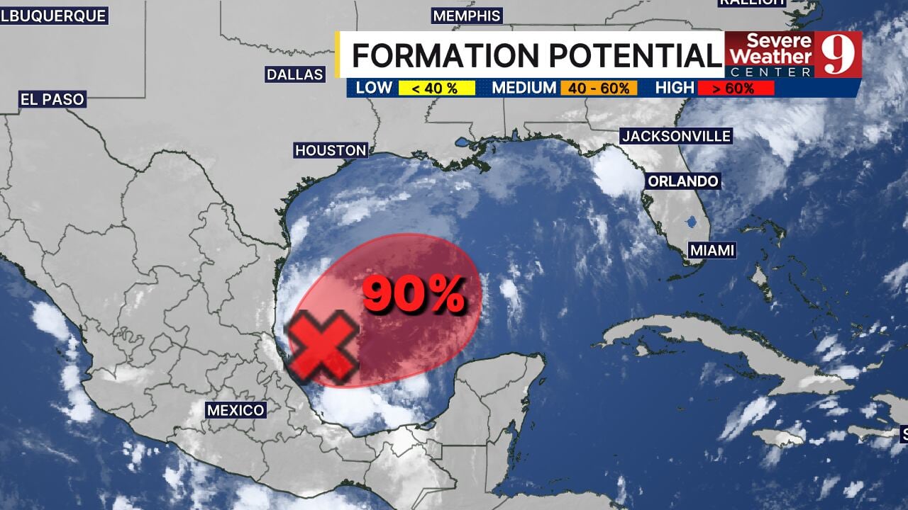 Tropical system has 90% chance of developing in the Gulf