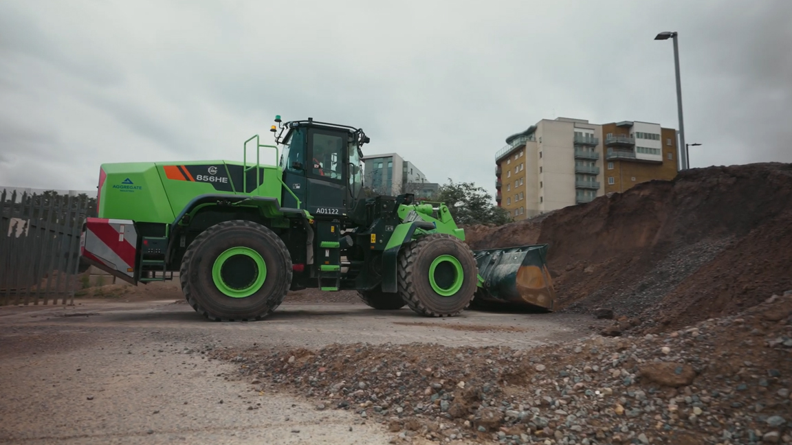 This powerful loader makes moving massive material look easy