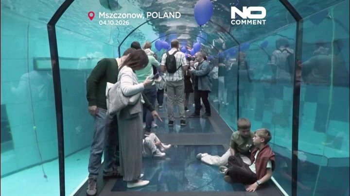 Mermaids compete in Warsaw's deepest swimming pool