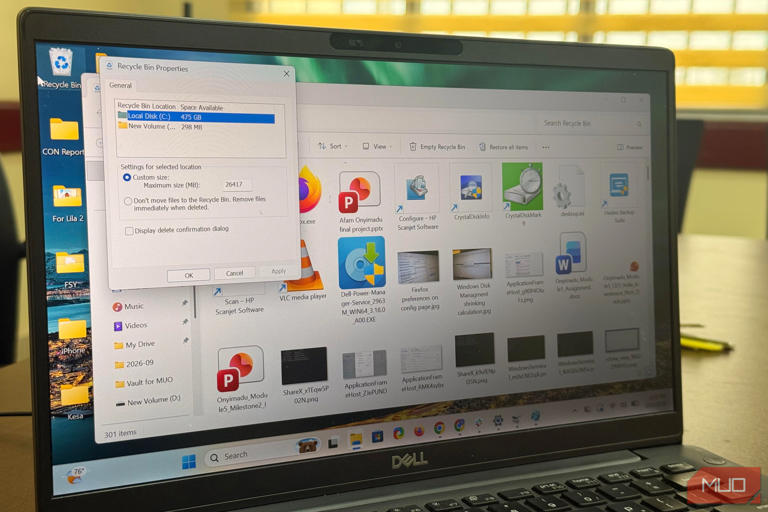 Your Windows recycle bin has a size limit, and every drive gets a ...