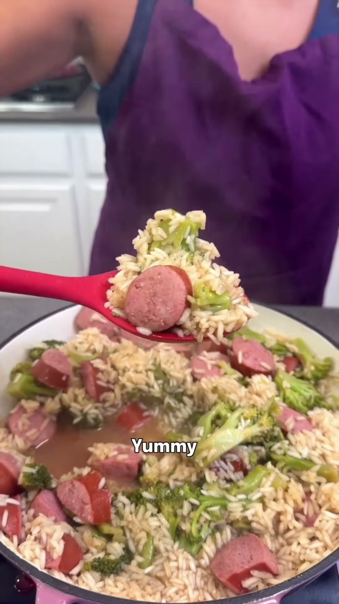 Honey garlic sausage rice for an easy one pan meal