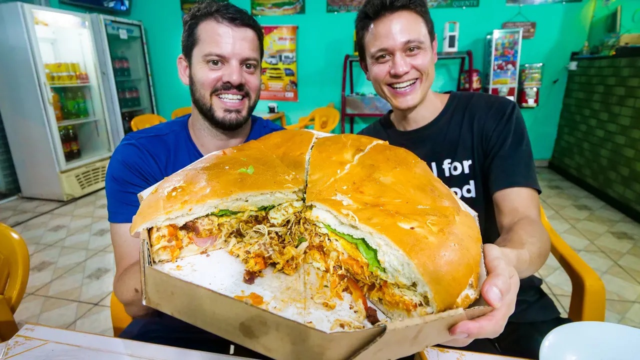Trying a giant Brazilian sandwich weighing 11 pounds