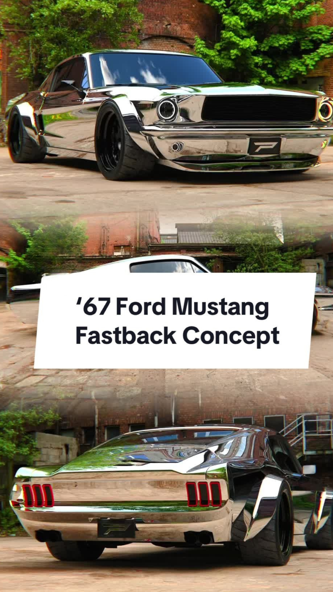 Chrome 1967 Ford Mustang concept with modern style