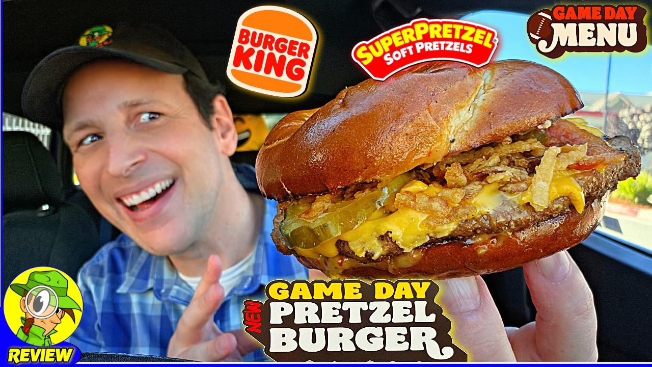 A pretzel burger brings stadium flavor to the classic cheeseburger
